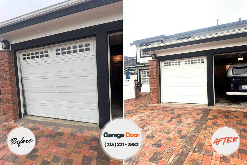 Before and after: garage door repair Wynnewood, PA